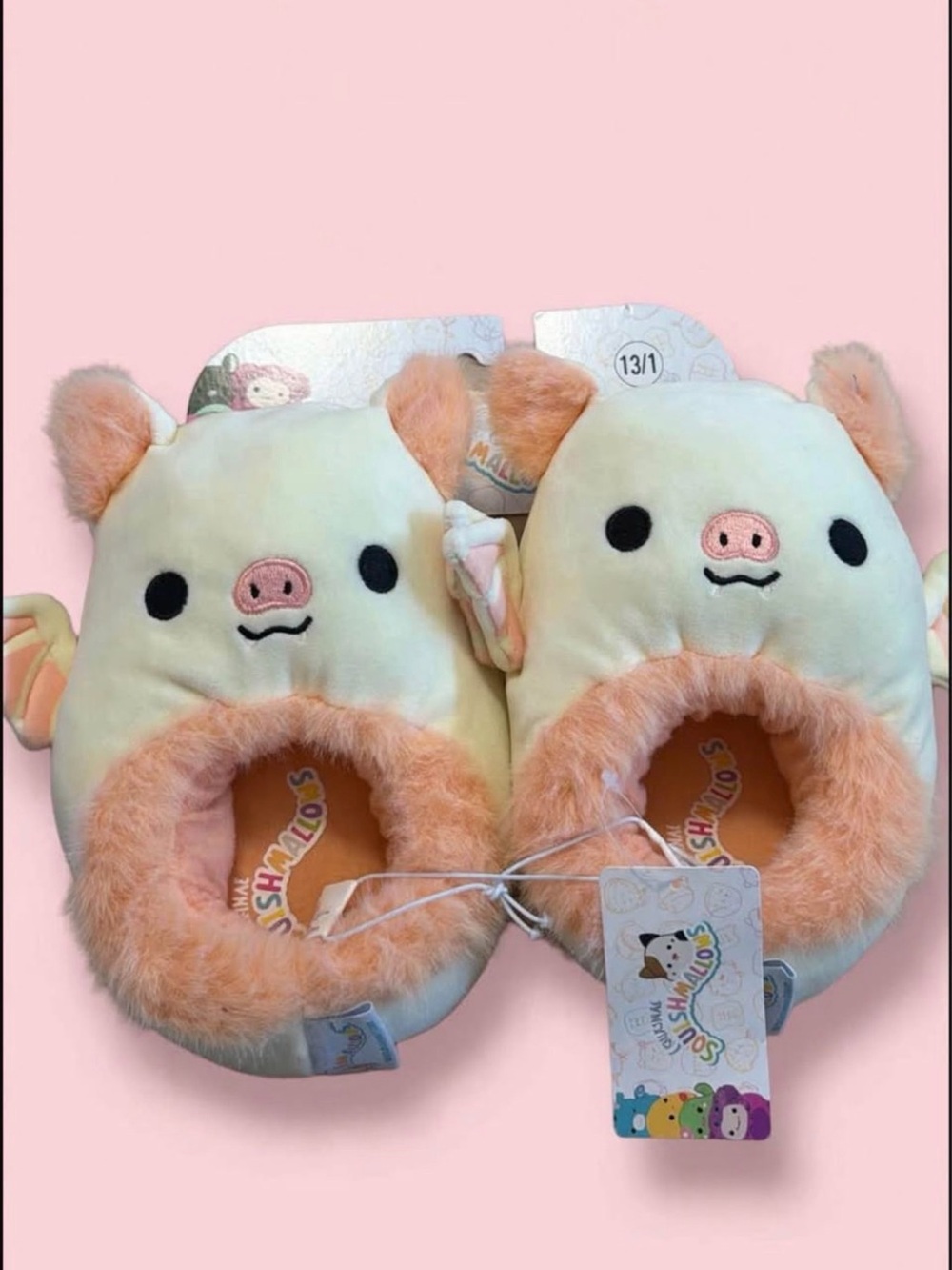 Squishmallows Pig Plush Mittens - Pink and Cream